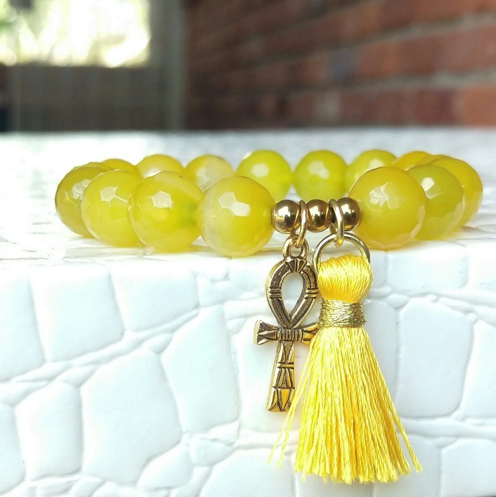 Yellow agate stretch bracelet